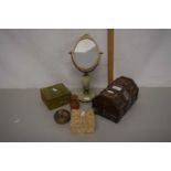 Mixed Lot: Small dressing table mirror, various boxes etc