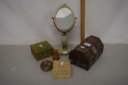 Mixed Lot: Small dressing table mirror, various boxes etc