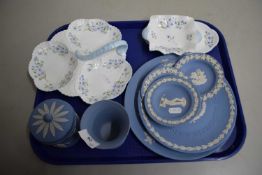 Mixed Lot: A quantity of Shelley blue rock table wares together with a quantity of Wedgwood blue