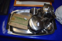 Vintage steel tea set and other items