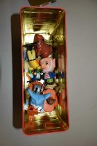 A box of various assorted vintage toys to include Tom & Jerry and others
