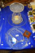 Collection of glass bowls, polished stone eggs etc