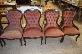 Set of four Victorian style pink upholstered nursing chairs