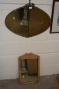 Early 20th Century bevelled wall mirror in clip frame plus a further mirror formerly from a dressing