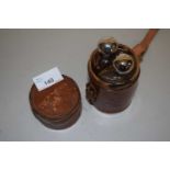 Pair of small leather cased travelling spirit flasks