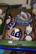 Box of various Victorian tea wares, dinner wares etc