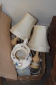 Mixed Lot: Wash jug, various table lamps etc