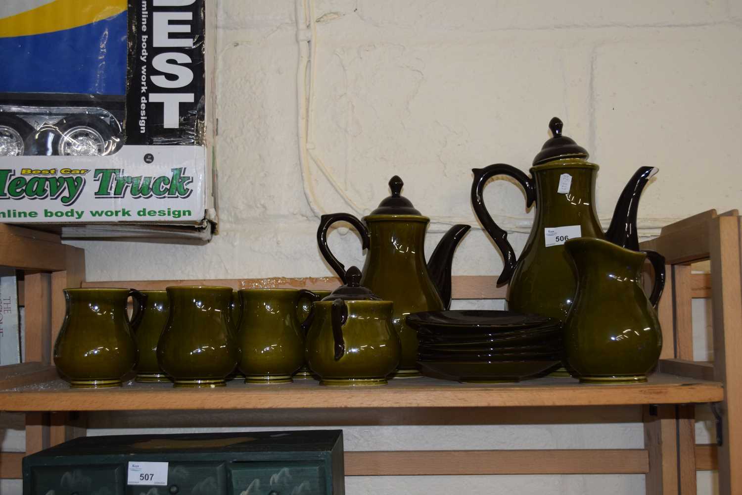 Dark green glazed tea and coffee set