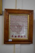 Victorian needlework sampler signed Berlie Goderson Tittleshall School, May 1892, maple framed and