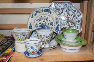 Mixed Lot: Various decorated plates, tea wares etc