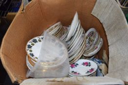 Box of various decorative saucers