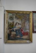 19th Century tapestry picture, gilt framed
