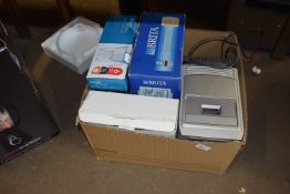 A boxed Sony hi-fi, Brita water filter etc