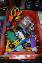 Box of various assorted toy vehicles