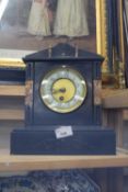 Victorian black slate and marble case mantel clock