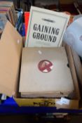 Box of 78 rpm records and music books