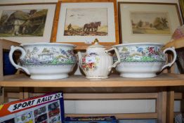 Two Copeland Spode chamber pots and a further teapot (3)