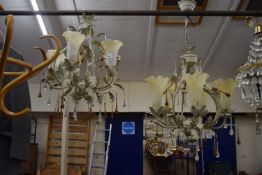 A pair of 20th Century foliate formed ceiling light fittings