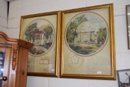 A pair of reproduction architectural prints