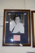 Signature and photographic print Billy Fury, framed and glazed