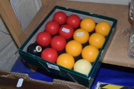 Box of snooker balls