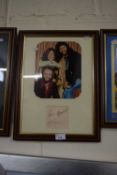 Group of signatures and coloured photograph of The BeeGees