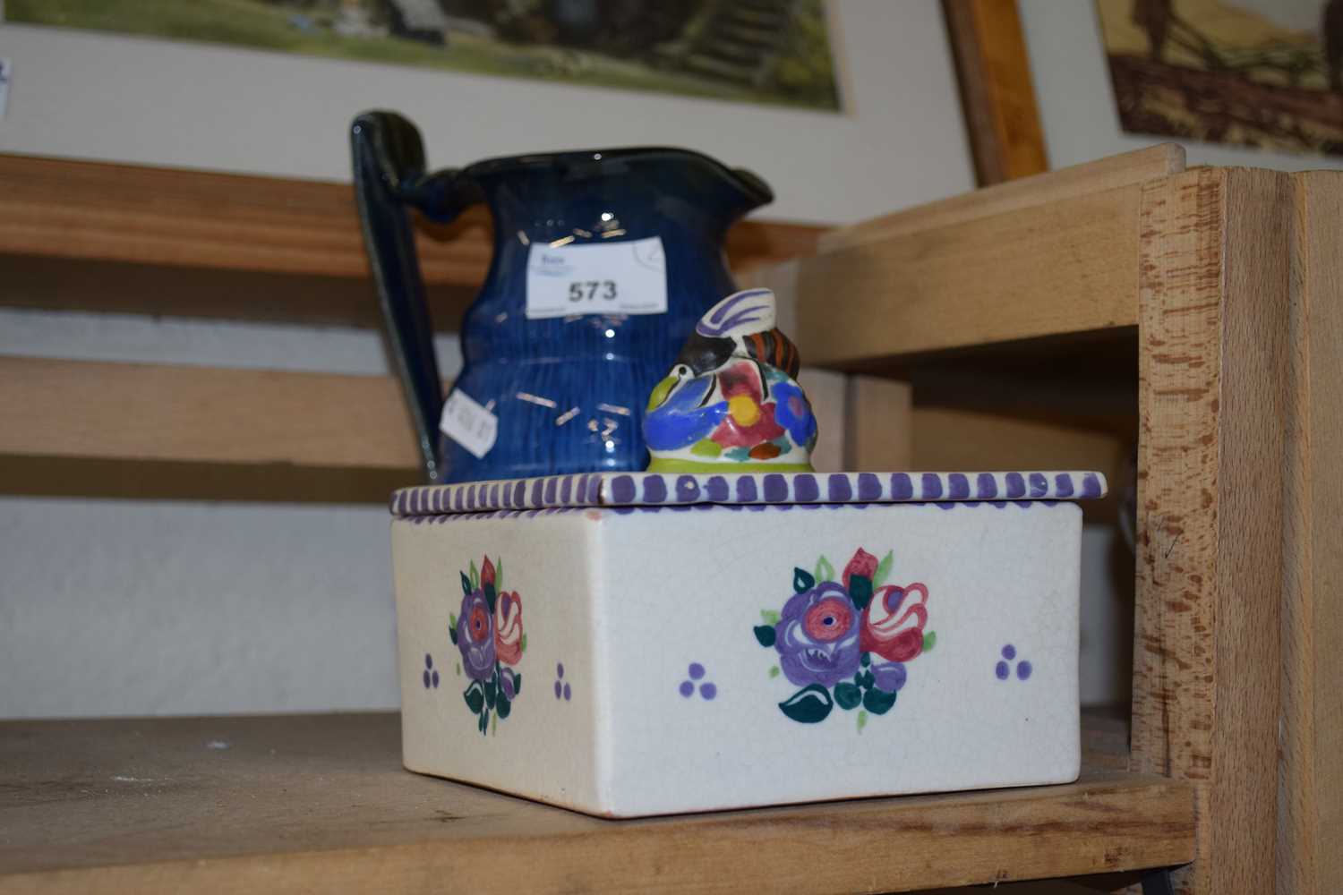 A Poole Pottery honeycomb box together with a further Denby jug (2)