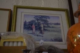 Coloured print of a golfing scene