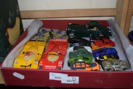Box of various toy cars