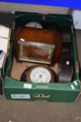 Box of various mantel clocks