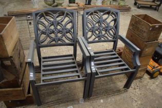 Six metal garden chairs