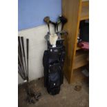 A golf bag including clubs