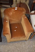 Early 20th Century child's club type armchair with velvet upholstery, 48cm high