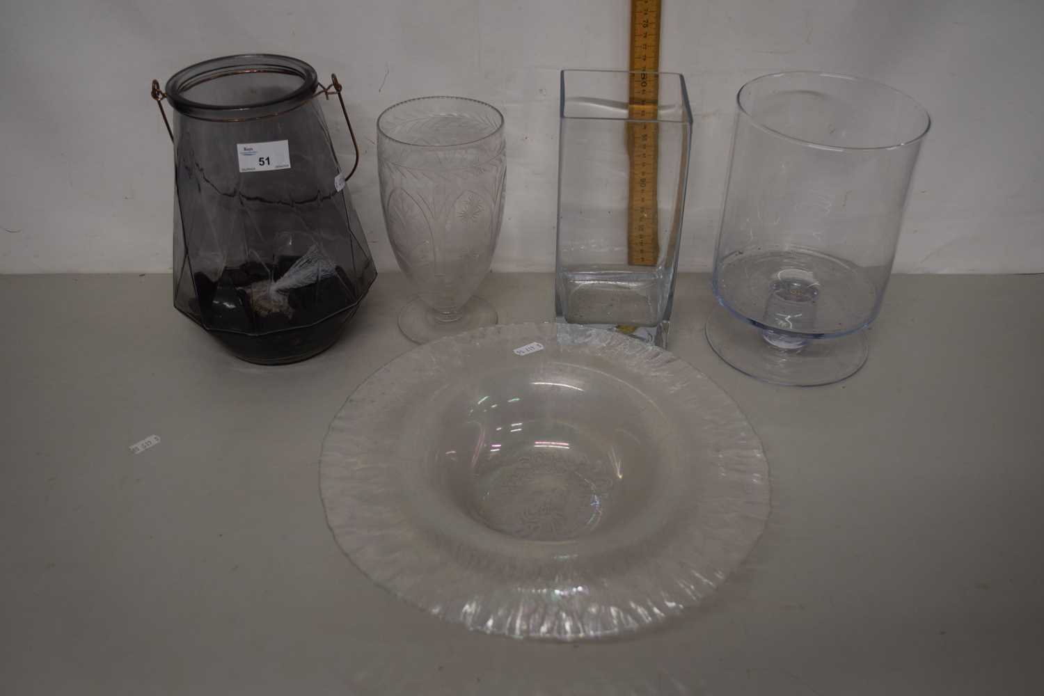 A collection of various glass vases, bowls etc