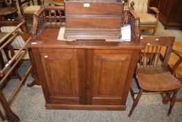 A Victorian mahogany two door cabinet with galleried back, 91cm wide
