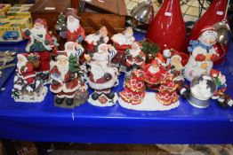 Collection of various Santa Claus and other Christmas ornaments