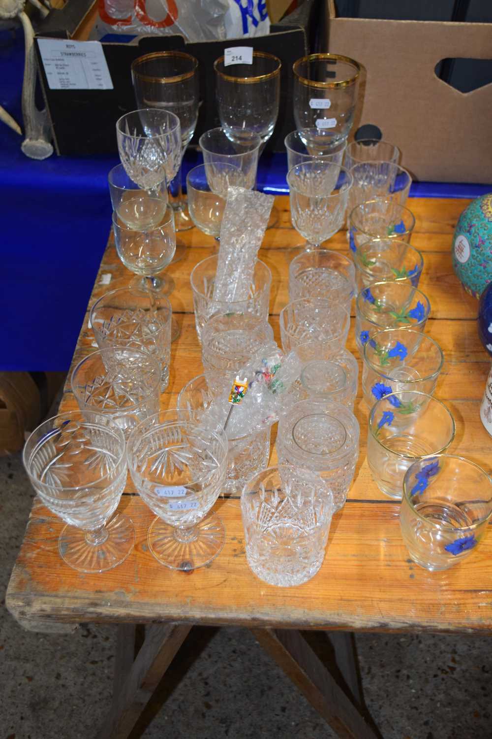 A group of various wine glasses, tumblers etc