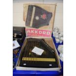 A boxed Akkord zither