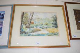 Jack Savage, study of a rural stream, watercolour, framed and glazed