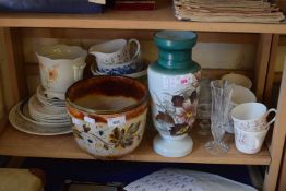 Mixed Lot: Various ceramics and glass to include jardiniere, large floral vase, tea wares etc