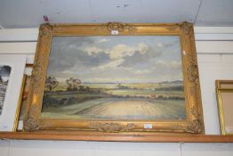 20th Century school oil on board study of a Broadland scene, unsigned, gilt framed