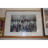 L S Lowry, coloured print, framed