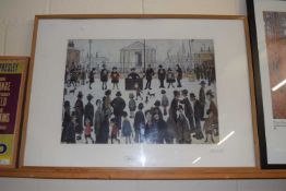 L S Lowry, coloured print, framed