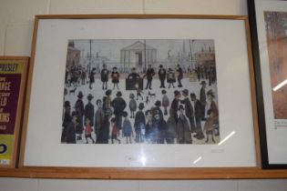 L S Lowry, coloured print, framed