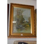 Late 19th or early 20th Century British school study of a riverside scene, oil on canvas