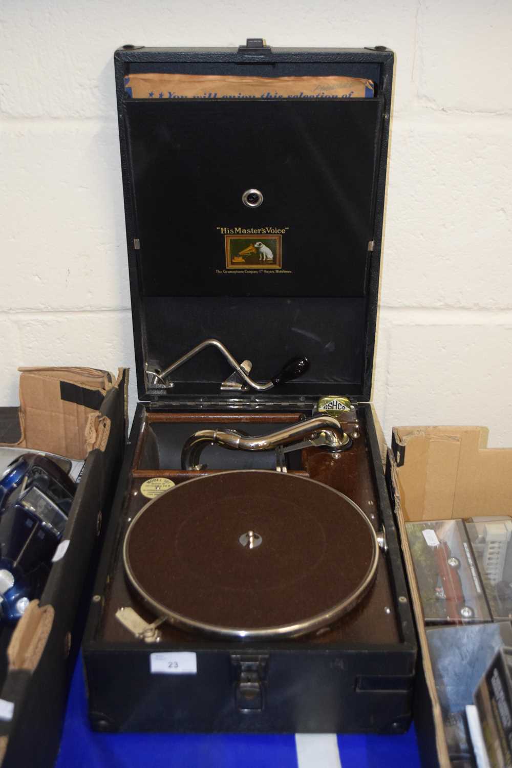 An HMV portable gramophone