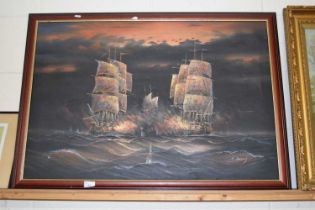 Hervey, study of warships, oil on canvas