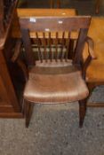 A small 19th Century elm seated stick back chair (a/f)