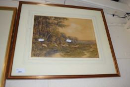 T. Mortimer, study of a rural scene with sheep, framed and glazed
