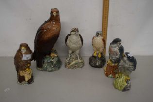 Six Royal Doulton Whyte & Mackay whisky decanters formed as birds of prey